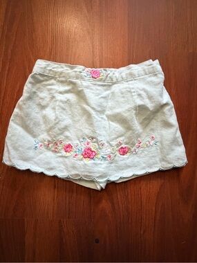 Koala Kids Light Blue Skort with Pink Floral Embroidery
